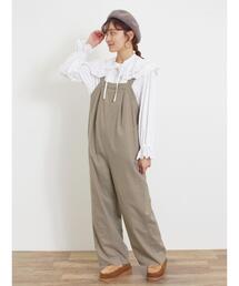 Samansa Mos2 | ウール混タックサロペット(サロペット/オーバーオール)