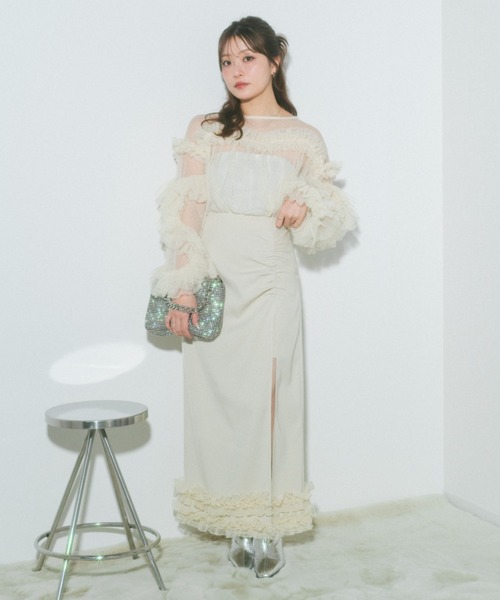 ECREL（エクレール）の「フリルヘムスリットスカパン（スカート・レディース・アイボリー/グレー・FREE）」の3枚目の写真