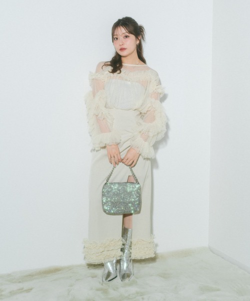 ECREL（エクレール）の「フリルヘムスリットスカパン（スカート・レディース・アイボリー/グレー・FREE）」の6枚目の写真