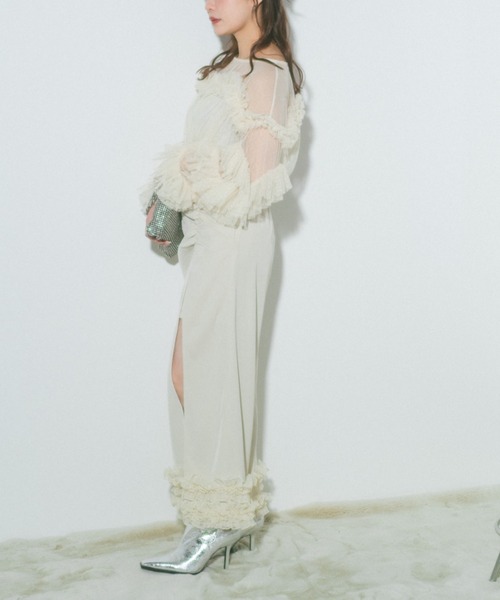 ECREL（エクレール）の「フリルヘムスリットスカパン（スカート・レディース・アイボリー/グレー・FREE）」の7枚目の写真