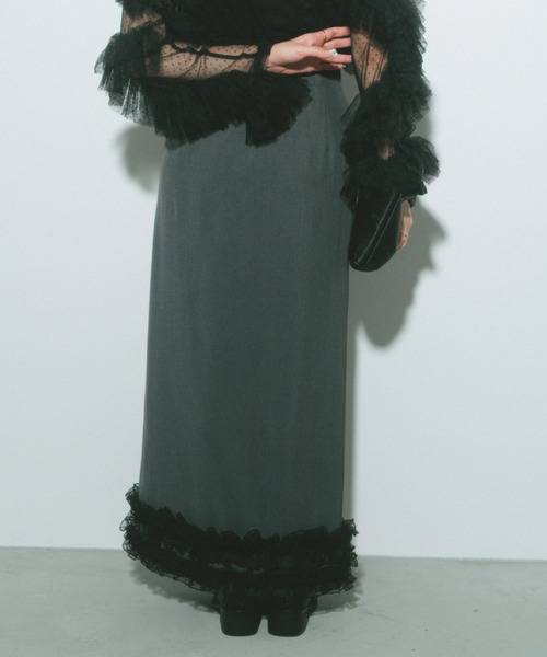 ECREL（エクレール）の「フリルヘムスリットスカパン（スカート・レディース・アイボリー/グレー・FREE）」の11枚目の写真