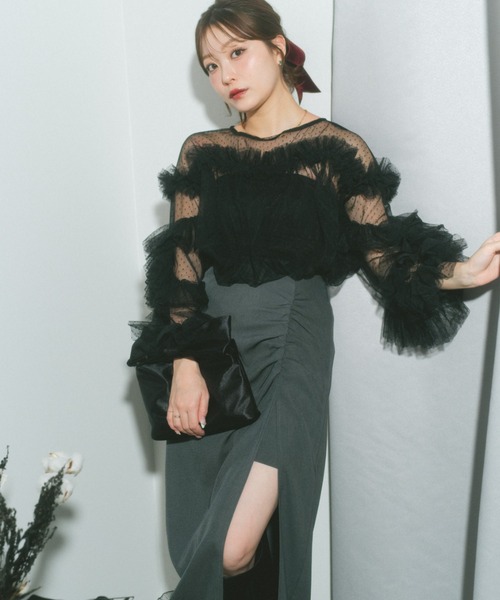 ECREL（エクレール）の「フリルヘムスリットスカパン（スカート・レディース・アイボリー/グレー・FREE）」の9枚目の写真