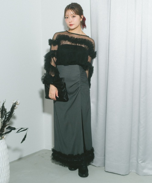 ECREL（エクレール）の「フリルヘムスリットスカパン（スカート・レディース・アイボリー/グレー・FREE）」の16枚目の写真