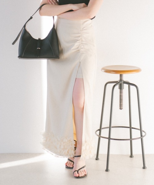 ECREL（エクレール）の「フリルヘムスリットスカパン（スカート・レディース・アイボリー/グレー・FREE）」の14枚目の写真