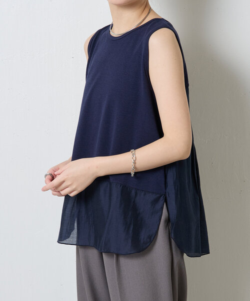 COLLAGE GALLARDAGALANTE（コラージュガリャルダガランテ）の「C′NOTE/バックシアータンクトップ（Tシャツ/カットソー・レディース・ホワイト/ネイビー・FREE）」の21枚目の写真