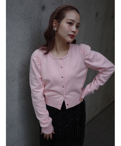 jumelle（ジュメロ）の「【ゴールドボタン】daily cardigan（カーディガン/ボレロ・レディース・グレー/ピンク/レッド・MEDIUM）」の6枚目の写真