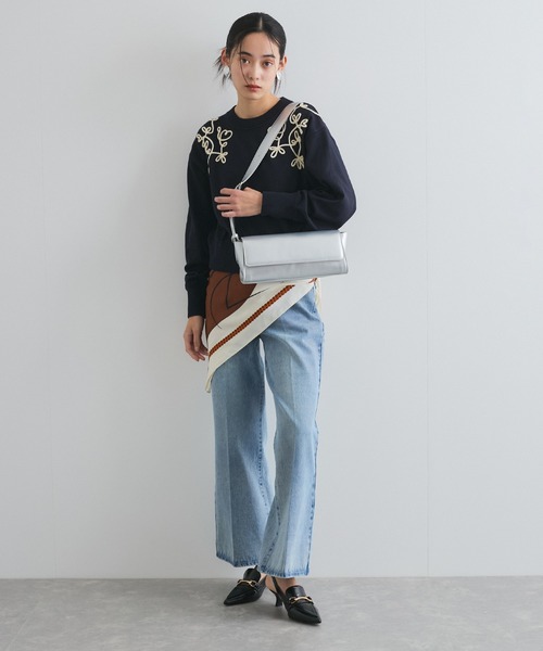 VIS（ビス）の「リーフコード刺繍ニットプルオーバー（ニット/セーター・レディース・ホワイト/ライトグレー/ネイビー・FREE）」の13枚目の写真