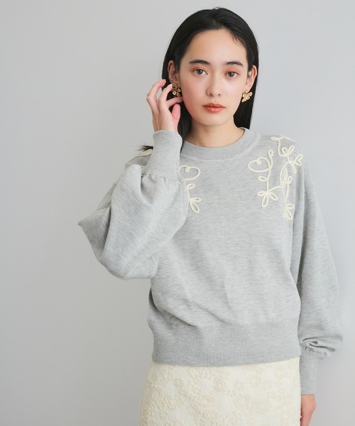 セール】リーフコード刺繍ニットプルオーバー（ニット/セーター