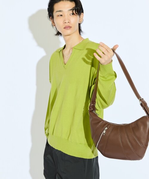 Lui's（ルイス）の「【Neucon/ニューコン】スキッパーショートワイドニットポロ（ニット/セーター・メンズ・ライム/ブラック/レッド・1/2）」の10枚目の写真