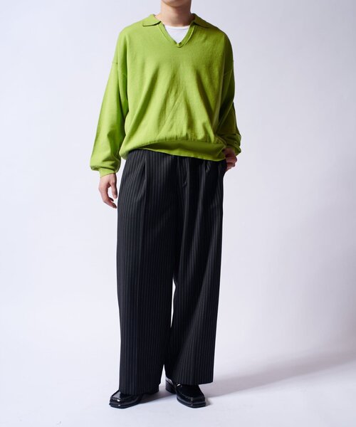 Lui's（ルイス）の「【Neucon/ニューコン】スキッパーショートワイドニットポロ（ニット/セーター・メンズ・ライム/ブラック/レッド・1/2）」の18枚目の写真