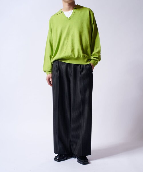 Lui's（ルイス）の「【Neucon/ニューコン】スキッパーショートワイドニットポロ（ニット/セーター・メンズ・ライム/ブラック/レッド・1/2）」の19枚目の写真