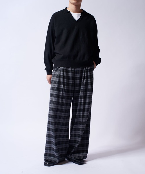 Lui's（ルイス）の「【Neucon/ニューコン】スキッパーショートワイドニットポロ（ニット/セーター・メンズ・ライム/ブラック/レッド・1/2）」の8枚目の写真