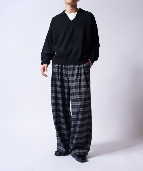 Lui's（ルイス）の「【Neucon/ニューコン】スキッパーショートワイドニットポロ（ニット/セーター・メンズ・ライム/ブラック/レッド・1/2）」の9枚目の写真