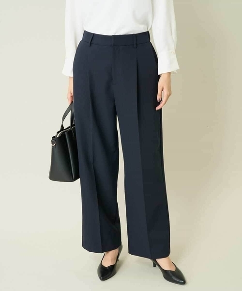 a.v.v（アーヴェヴェ）の「【洗える/イージーケア】ダブルクロスワイドストレートパンツ（スーツパンツ・レディース・ブラック/グレー系その他/ネイビー・40/34/42/38/36）」の10枚目の写真