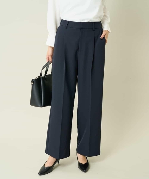 a.v.v（アーヴェヴェ）の「【洗える/イージーケア】ダブルクロスワイドストレートパンツ（スーツパンツ・レディース・ブラック/グレー系その他/ネイビー・40/34/42/38/36）」の11枚目の写真