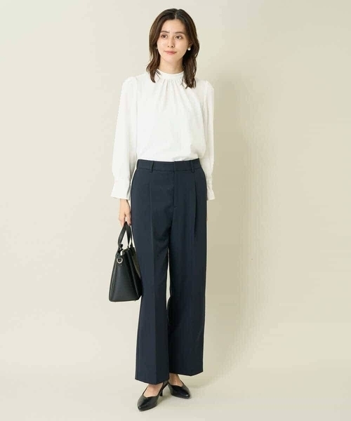 a.v.v（アーヴェヴェ）の「【洗える/イージーケア】ダブルクロスワイドストレートパンツ（スーツパンツ・レディース・ブラック/グレー系その他/ネイビー・40/34/42/38/36）」の14枚目の写真