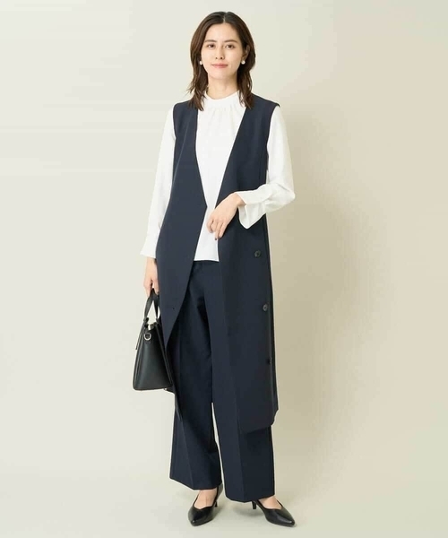 a.v.v（アーヴェヴェ）の「【洗える/イージーケア】ダブルクロスワイドストレートパンツ（スーツパンツ・レディース・ブラック/グレー系その他/ネイビー・40/34/42/38/36）」の15枚目の写真