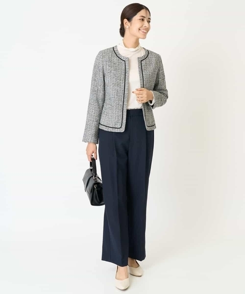 a.v.v（アーヴェヴェ）の「【洗える/イージーケア】ダブルクロスワイドストレートパンツ（スーツパンツ・レディース・ブラック/グレー系その他/ネイビー・40/34/42/38/36）」の20枚目の写真