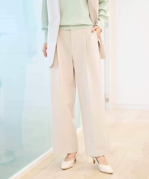 a.v.v（アーヴェヴェ）の「【洗える/イージーケア】ダブルクロスワイドストレートパンツ（スーツパンツ・レディース・ブラック/グレー系その他/ネイビー・40/34/42/38/36）」の22枚目の写真