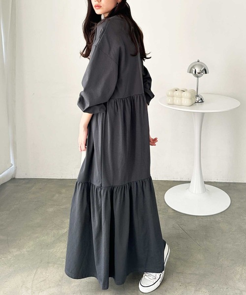 FIRST MOOD（ファーストムード）の「《FIRSTMOODコラボ》ピグメント風グラフィックティアードワンピ―ス（ワンピース・レディース・チャコールグレー/チャコール/グレー系その他・LARGE/MEDIUM）」の17枚目の写真