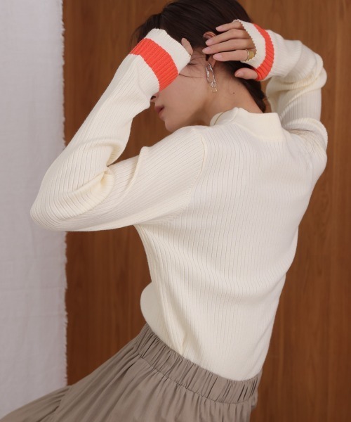 Bab(バブ)の「袖ラインベーシックリブニット(ニット/セーター・レディース・アイボリー/ブラック/チャコールグレー/ピンク/A・FREE)」の19枚目の写真