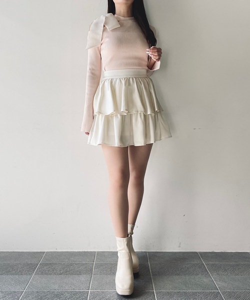 NOMAE（ノーマエ）の「ワンショルダーオープンリボンニット（ニット/セーター・レディース・ライトピンク/ブラック/ホワイト/グレー・FREE）」の14枚目の写真