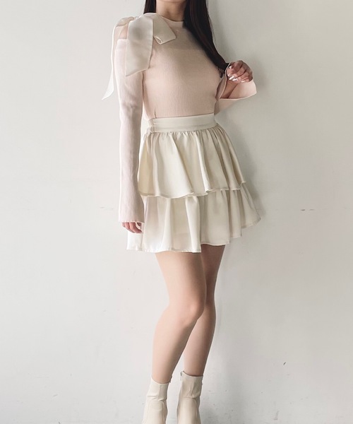 NOMAE（ノーマエ）の「ワンショルダーオープンリボンニット（ニット/セーター・レディース・ライトピンク/ブラック/ホワイト/グレー・FREE）」の12枚目の写真