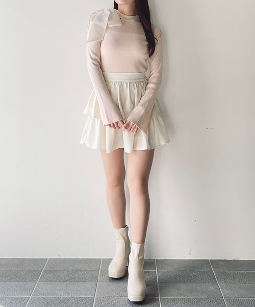 NOMAE（ノーマエ）の「ワンショルダーオープンリボンニット（ニット/セーター・レディース・ライトピンク/ブラック/ホワイト/グレー・FREE）」の13枚目の写真