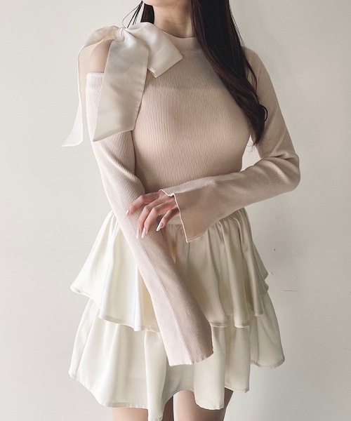 NOMAE（ノーマエ）の「ワンショルダーオープンリボンニット（ニット/セーター・レディース・ライトピンク/ブラック/ホワイト/グレー・FREE）」の18枚目の写真