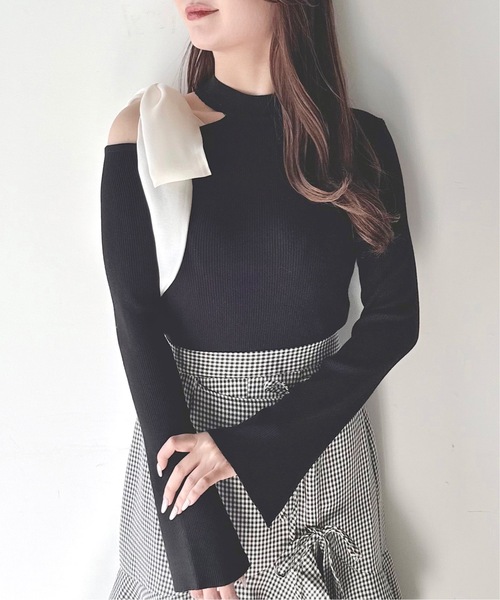 NOMAE（ノーマエ）の「ワンショルダーオープンリボンニット（ニット/セーター・レディース・ライトピンク/ブラック/ホワイト/グレー・FREE）」の21枚目の写真