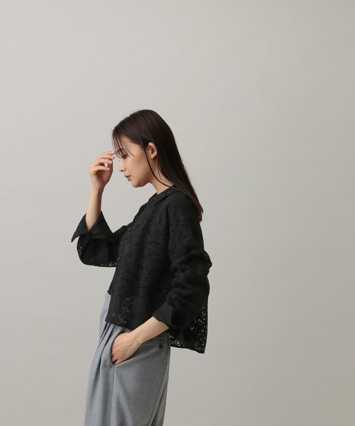 GLOBAL WORK（グローバルワーク）の「MATINEE LINE/選べる着丈レースシャツ/288895（シャツ/ブラウス・レディース・ブラック/アイボリー・REGULAR/SHORT）」の9枚目の写真