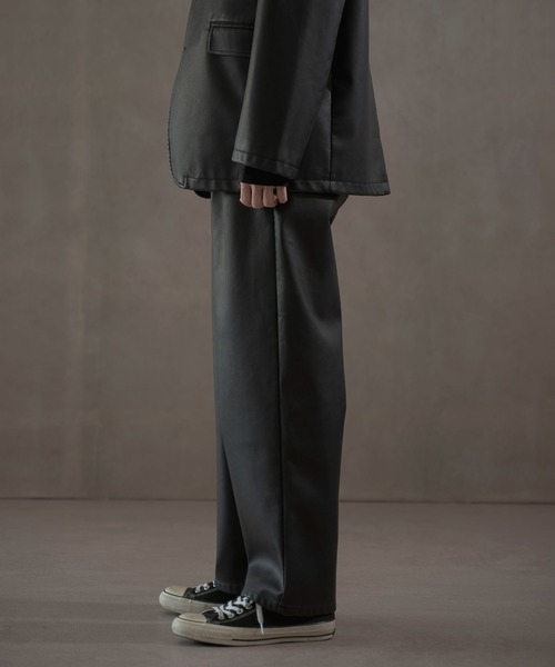 韓国ファッションコーティングワイドトラウザーズ BEAUTY&YOUTH UNITED ARROWS｜FLAX ライク 1プリーツ ワイド