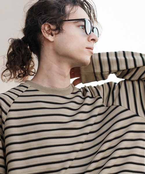 CAMBIO（カンビオ）の「mlt5075-ボーダースピンドルカットソー（Tシャツ/カットソー・メンズ・ブラック/ベージュ/グリーン・M/L/XL）」の5枚目の写真