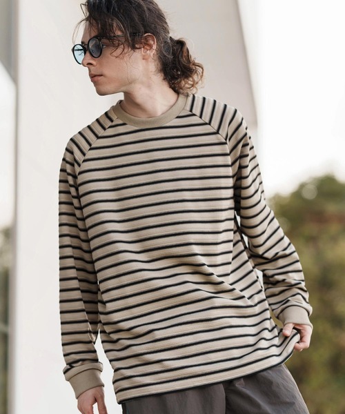 CAMBIO（カンビオ）の「mlt5075-ボーダースピンドルカットソー（Tシャツ/カットソー・メンズ・ブラック/ベージュ/グリーン・M/L/XL）」の6枚目の写真