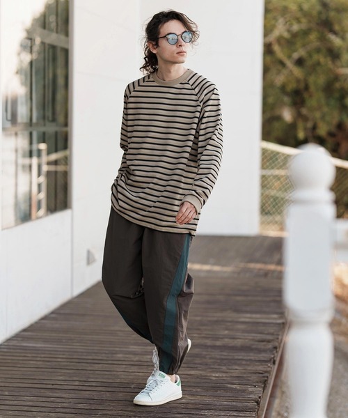 CAMBIO（カンビオ）の「mlt5075-ボーダースピンドルカットソー（Tシャツ/カットソー・メンズ・ブラック/ベージュ/グリーン・M/L/XL）」の9枚目の写真