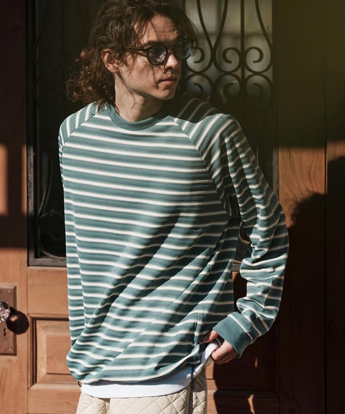 CAMBIO（カンビオ）の「mlt5075-ボーダースピンドルカットソー（Tシャツ/カットソー・メンズ・ブラック/ベージュ/グリーン・M/L/XL）」の10枚目の写真