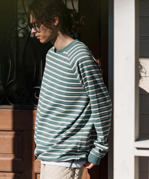 CAMBIO（カンビオ）の「mlt5075-ボーダースピンドルカットソー（Tシャツ/カットソー・メンズ・ブラック/ベージュ/グリーン・M/L/XL）」の11枚目の写真