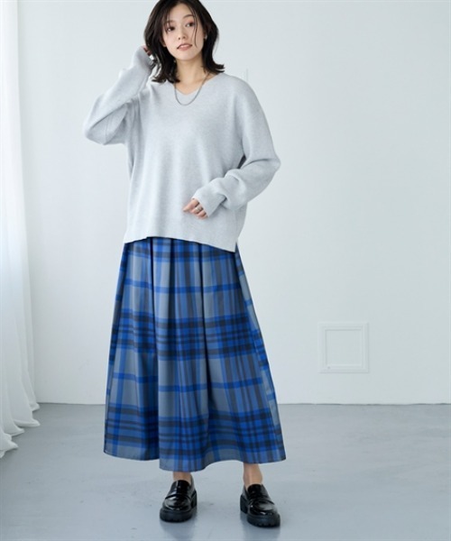 nissen（ニッセン）の「マシュマロニット畦編みオーバーサイズVネックトップス＜大きいサイズ有＞（ニット/セーター・レディース・杢グレー/ブラック/ベージュ/ライム/ピンク・3L/S/M/L/LL）」の9枚目の写真