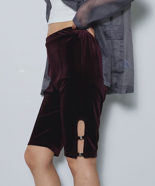 ELLEgirl（エルガール）の「ベロアハーフレギンス【ELLEgirl/エルガール】（その他パンツ・レディース・ブラック/バーガンディー・FREE）」の20枚目の写真