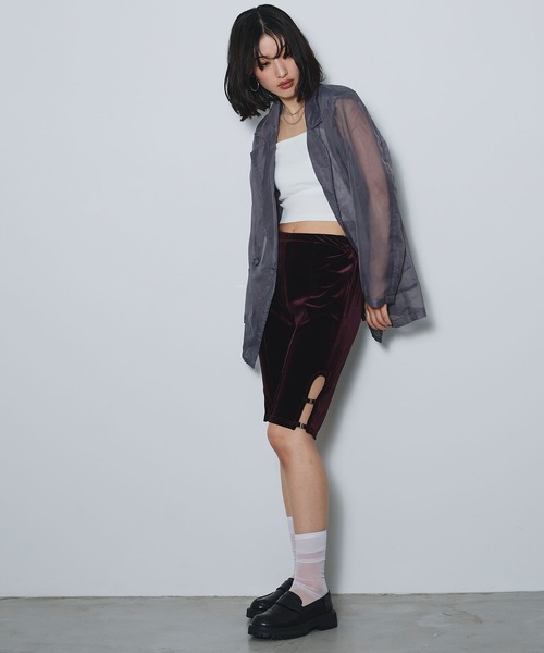 ELLEgirl（エルガール）の「ベロアハーフレギンス【ELLEgirl/エルガール】（その他パンツ・レディース・ブラック/バーガンディー・FREE）」の14枚目の写真