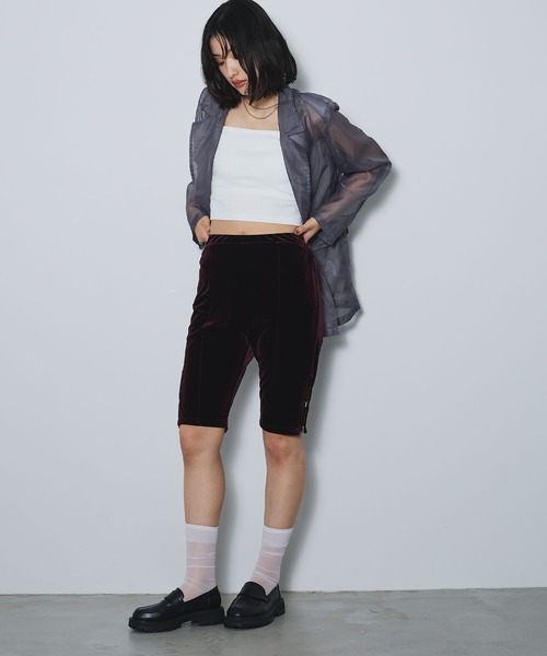 ELLEgirl（エルガール）の「ベロアハーフレギンス【ELLEgirl/エルガール】（その他パンツ・レディース・ブラック/バーガンディー・FREE）」の16枚目の写真