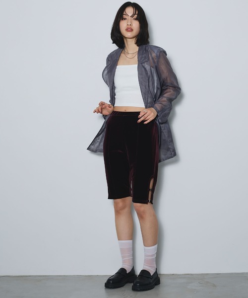 ELLEgirl（エルガール）の「ベロアハーフレギンス【ELLEgirl/エルガール】（その他パンツ・レディース・ブラック/バーガンディー・FREE）」の13枚目の写真