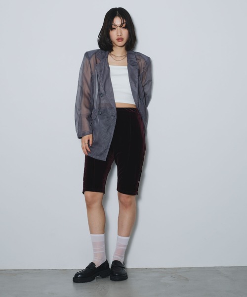 ELLEgirl（エルガール）の「ベロアハーフレギンス【ELLEgirl/エルガール】（その他パンツ・レディース・ブラック/バーガンディー・FREE）」の15枚目の写真