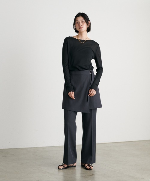 LARUTA（ラルータ）の「【LARUTA】［Web限定］とろみシアーロンT（Tシャツ/カットソー・レディース・オフホワイト/ライトグレー/イエロー/スミクロ・FREE）」の19枚目の写真