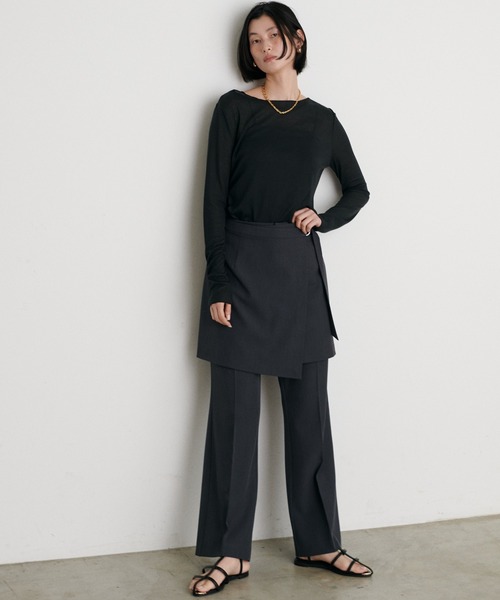 LARUTA（ラルータ）の「【LARUTA】［Web限定］とろみシアーロンT（Tシャツ/カットソー・レディース・オフホワイト/ライトグレー/イエロー/スミクロ・FREE）」の13枚目の写真