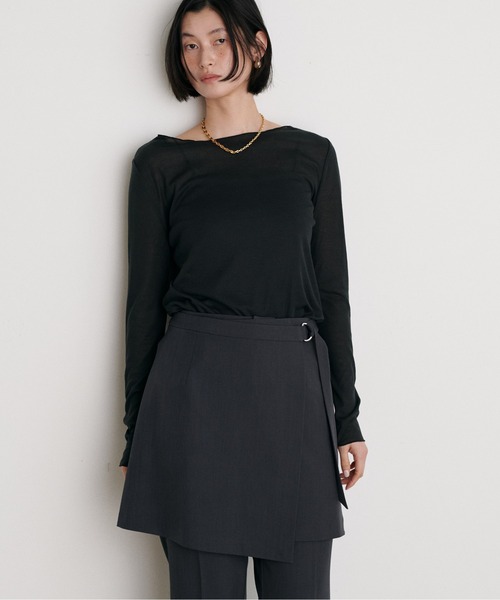 LARUTA（ラルータ）の「【LARUTA】［Web限定］とろみシアーロンT（Tシャツ/カットソー・レディース・オフホワイト/ライトグレー/イエロー/スミクロ・FREE）」の12枚目の写真