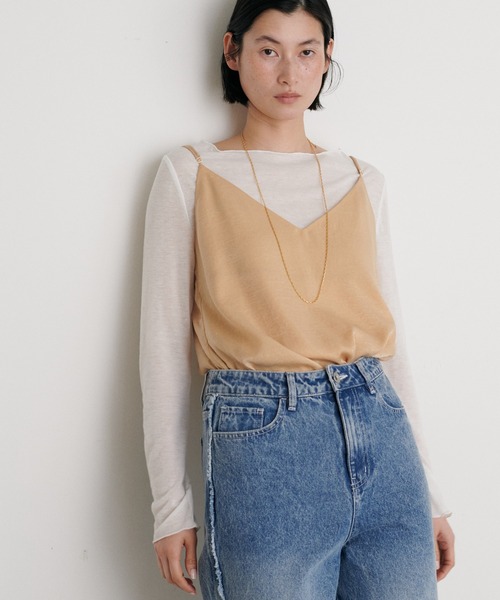 LARUTA（ラルータ）の「【LARUTA】［Web限定］とろみシアーロンT（Tシャツ/カットソー・レディース・オフホワイト/ライトグレー/イエロー/スミクロ・FREE）」の10枚目の写真