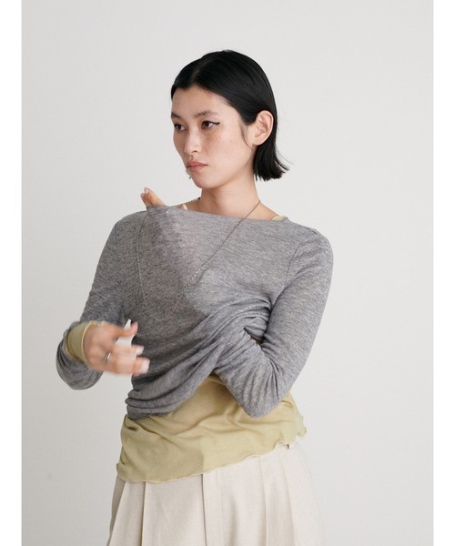 LARUTA（ラルータ）の「【LARUTA】［Web限定］とろみシアーロンT（Tシャツ/カットソー・レディース・オフホワイト/ライトグレー/イエロー/スミクロ・FREE）」の22枚目の写真