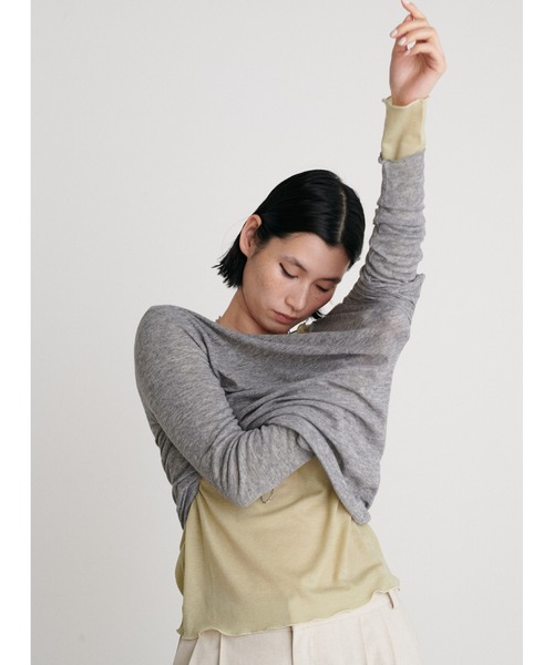 LARUTA（ラルータ）の「【LARUTA】［Web限定］とろみシアーロンT（Tシャツ/カットソー・レディース・オフホワイト/ライトグレー/イエロー/スミクロ・FREE）」の21枚目の写真