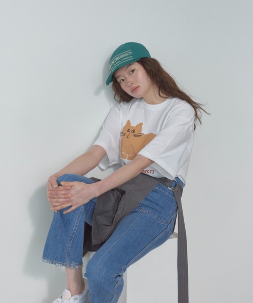 THEATRE PRODUCTS（シアタープロダクツ）の「【THEATRE PRODUCTS ｜ Shiomi Wadaコラボ】プリントTシャツ フラワー/ネコ（Tシャツ/カットソー・レディース・ブラック/ホワイト系2/ブルー/ホワイト・FREE）」の20枚目の写真